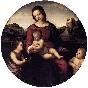 RAFFAELLO Sanzio Maria mit Christuskind und zwei Heiligen, Tondo Sweden oil painting artist